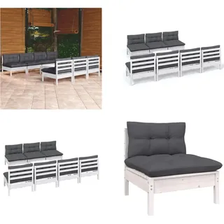 vidaXL 8 tlg. Garten Lounge Set mit Anthrazit Kissen Kiefernholz - Garten-Lounge-Set - Garten-Lounge-Sets - Gartenmöbel-Set - Gartenmöbel-Sets - Weiß