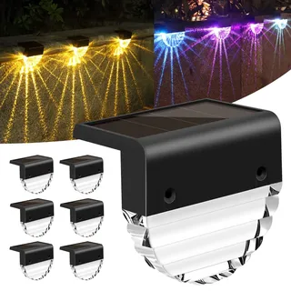 YIKANWEN 6 Stück Solarleuchte für Außen Garten, LED Gartenlampen für Innenhöfe dekoration, Terrasse,Pathway,Stufen und Treppen,2 Modi LED Warmweiß/Farbwechselnde Beleuchtung