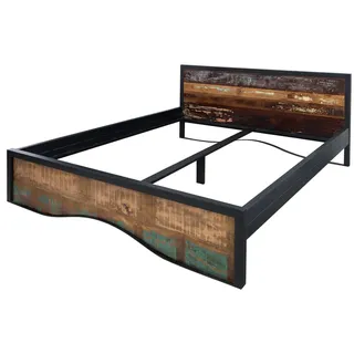 MASSIVMOEBEL24.DE Bett Altholz 200x200 mehrfarbig lackiert INDUSTRIAL #111