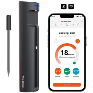 Meatmeet Pro smart kitchen thermometer with Bluetooth/WiFi app grill oven smoker - black