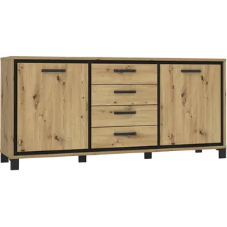 Forte Sideboard Trondheim 178,4 x 81,3 x 41,5 cm Artisan Eiche/Schwarz
