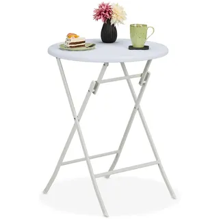 Relaxdays Gartentisch Ø 60 x 75 cm Weiß