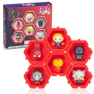 NANO PODS Marvel 6 Pack, Avengers Superhelden in einem verbindbaren Pod , Spielzeug für Kinder und Erwachsenensammler, Spider-Man, Iron Man, Captain Marvel, Thor, Black Panther und Starlord, Welle 1