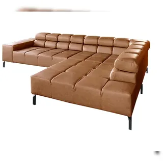 KAWOLA Sofa NELSON Ecksofa Leder cognac Recamiere rechts - Hellbraun