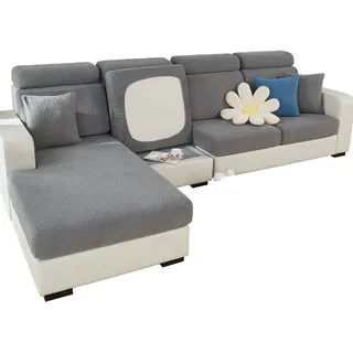 ShowyLive 2024 Neue Sofa Sitzkissenbezug Stretch Sitzkissenschutz für 1 Sitzer Sofa, Stretch Sitzkissenschutz für Sofabezug Ecksofa L Form (1 Stück, Weben Grau)