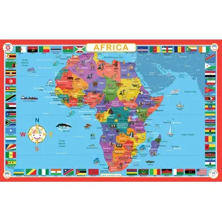 Tot Talk Lern-Tischset für Kinder, Motiv: Karte von Afrika, Teil unserer Welt-Tischsets für Kinder-Kollektion mit Aktivitäten auf der Rückseite, wasserdicht, waschbar