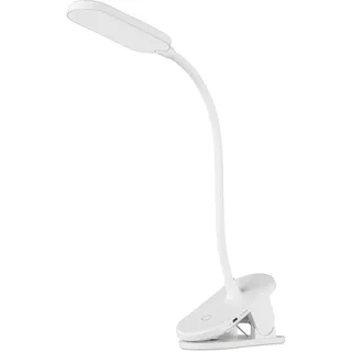 EGLO LED Klemmlampe Raizal, Akku-Klemmleuchte für Bett, Nachttischlampe zum Klemmen, Touch dimmbar in Stufen, klemmbare Leselampe aus Kunststoff in Weiß, kaltweiß