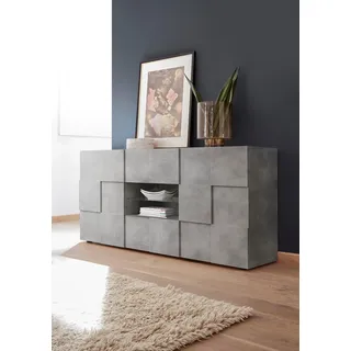 INOSIGN Sideboard INOSIGN "Dama Breite 181, Kommode 2 Türen u. 2 Schubkästen, Anrichte", grau (beton, optik), Sideboards, Sideboard, Front in 3D-Optik, viel Stauraum, verschiedene Farben