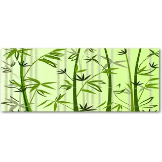 Tulup® Küchenrückwand Spritzschutz aus Glas -125x50 -Spritzschutz auf gehärtetes Glas Deko Blumen & Pflanzen Bambus - Grün