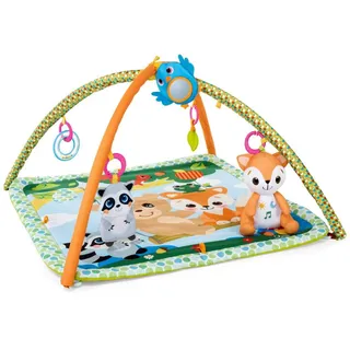 Chicco Waldzauber Baby Krabbeldecke mit Spielbogen, Multifunktionsspielbogen für Babys, 5 abnehmbaren Hängespielzeugen, Plüschfuchs, Entspannungsmusik und sanften Lichtern - Baby Spielzeug ab 0 Monate