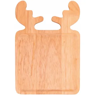 Frühstücksteller Rentier eckig Holz 16x23 cm natur