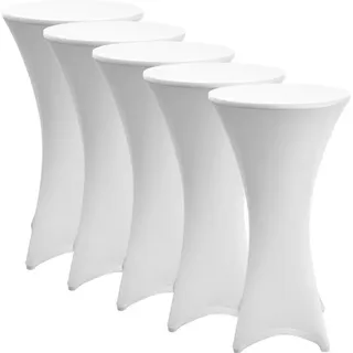 Beautissu Stella Stehtischhusse ø 80cm Weiß 5tlg