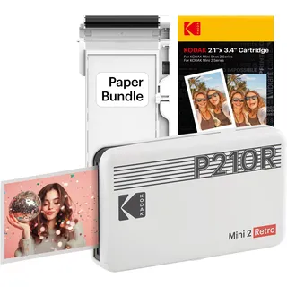 Kodak Mini 2 Retro 5,3 x 8,6 cm tragbarer Fotodrucker, 38 Blatt, Bluetooth-Smartphone-Drucker für iPhone und Android, sofortige Farbdrucke, 4-Pass-Farbsublimation