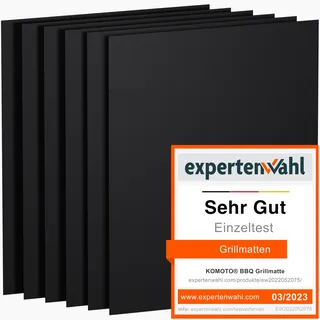 KOMOTO® BBQ Grillmatte (6er Set) 50x40 cm I Extra Dick I Für Gasgrill und Holzkohle