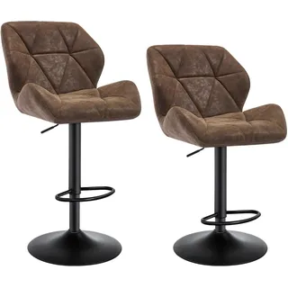 Woltu Barhocker 2er Set höhenverstellbar drehbar Kunstleder Stahl 2er Set Dunkelbraun