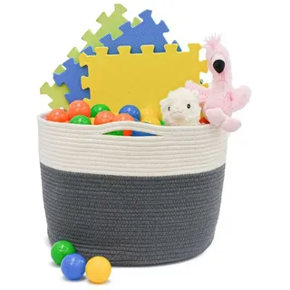 Dune Design Ø39x30 Baumwoll Seilkorb 35L Aufbewahrungskorb Boho Wäschekorb Kinderzimmer Korb