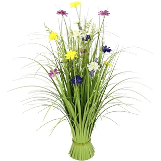 Gras Deko mit Cosmea künstlich Grasbusch Blüten Bund stehend Stehgras Grasbündel Dekogras Pflanzen Ziergras Osterdeko Frühjahr Kunstblume Kunstpflanze Blume Zimmerpflanze Grünpflanze Frühjahrsdeko