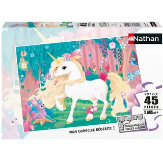 NATHAN - Kinderpuzzle - 45 Teile - Hübsches Einhorn - Mädchen oder Junge ab 5 Jahren - Hochwertiges Puzzle - Dicker und haltbarer Karton - Fantastisch - 86456