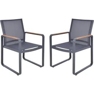 Garden Pleasure Gartensessel Silea Aluminium Braun-Schwarz 2er Set