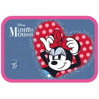 Seven Minnie Brotdose für Kindergarten und Schule, Blue Denim und Rot, 0,85 Liter, Kindergarten und Grundschule, Mädchen, Denimblau, Modern