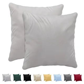 Twinzen Kissenbezug 40x40 aus 100% Baumwoll-Jersey (2er Set) 150 g/qm - Hellgrau - Mit Reißverschluss Kissenbezüge 40 x 40 cm - Kissenhülle Öko Tex Zertifiziert - Ultra weich und atmungsaktiv