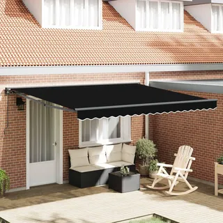 vidaXL Einziehbare Markise Schwarz 400 x 300 cm Polyester und Metall - Schwarz