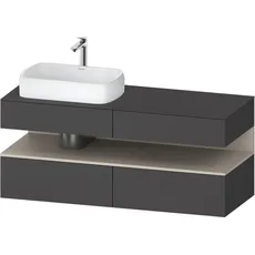 Duravit Qatego Konsolenwaschtischunterbau, 2 Auszüge, 2 Schubkästen, Ausschnitt links, 1400x550x600mm, Nische Taupe Matt, QA4765091, Farbe: Graphit matt