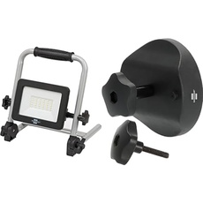 Brennenstuhl LED Akku Baustrahler EL 2000 MA (20W, 6000K, 2150lm, IP54, LED Arbeitsstrahler mit Powerbank-Funktion, 6h Leuchtdauer) + Brennenstuhl MH 1 Magnethalterung