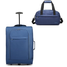 Kono Handgepäckwagen mit Handgepäckkoffer und Kofferset kabinengeprüft (Dunkelblau Set)