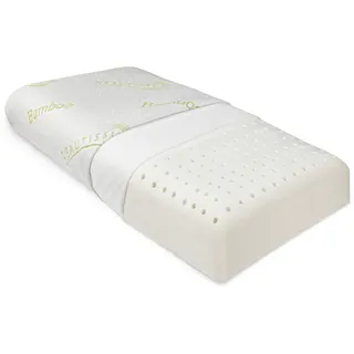 Beautissu Nackenstützkissen BeauErgo BN Memory Foam Bambus 65/40 cm , Weiß , Textil , 40x65 cm , Heimtextilien, Kopfpolster & Bettdecken, Kopfkissen, Nackenkissen