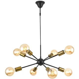 lux.pro Hängeleuchte Amiens 8-Flammig E27 Moderne Pendelleuchte Schwarz/Messingfarben