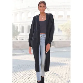 LASCANA Longstrickjacke aus kuscheligem Strick, schwarz