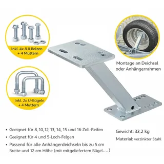 PRO PLUS Reserverad Halterung für Anhänger 8-16 Zoll