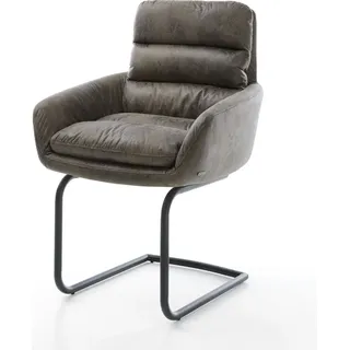 DELIFE Freischwinger Abelia-Flex mit Armlehnen Mikrofaser Grau Antik Freischwinger rund Schwarz - Grau