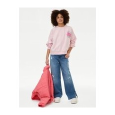 Girls M&S Collection Pure Cotton Denim Jeans (6-16 Yrs) - Dark Denim, Dark Denim - 9-10Y