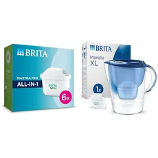 BRITA Wasserfilter-Kartusche MAXTRA PRO All-in-1 & Wasserfilter-Kanne Marella XL blau (3,5l) inkl. 1x MAXTRA PRO All-in-1 Kartusche