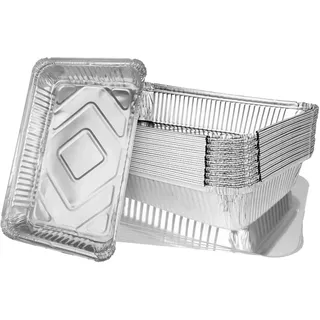 MIVIDE Grill Aluschalen mit Deckel, 2200ml Alu Grillschalen, 30 Stück | Einwegschalen aus Aluminium für Lebensmittel, zum Einfrieren, Kochen,Grillen-30.5 x 20.5 cm
