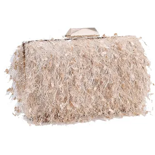 CORIOS Damen Abendtasche Kleine Clutch Abnehmbarer Kette Tasche Hochzeit Braut Handtasche Portemonnaie Tasche Schultertasche Elegante Umhängetasche für Hochzeit Abendparty Tanzparty Aprikose