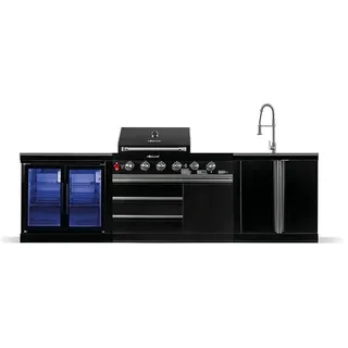 Goriller Outdoorküche Blackback M6 , Schwarz Hochglanz , Metall , 22 W , 300x90x58 cm , Ce , Grills, Gasgriller