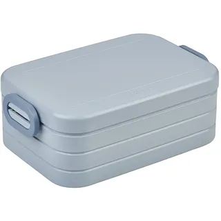 Mepal Lunchbox take a break midi Design, Robuste Brotdose mit praktischen Verschlussclips und flexiblem Trenneinsatz, Farbe: nordic blue