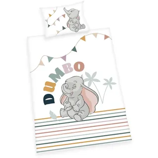 Herding Dumbo Bettwäsche-Set, Made in Green, Kopfkissenbezug 40 x 60 cm mit Hoteleinschlag, Bettbezug 100 x 135cm, Mit Knopfverschluss, 100% Baumwolle/Flanell