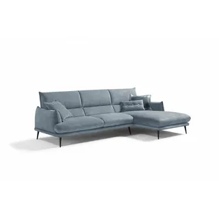 Egoitaliano Ecksofa "FUNNY, hochwertiges & aktuelles Design, bequeme Rückenlehne, L-Form" hochwertiger Sitzkomfort, L-Form, hellblau