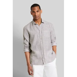 Langarmhemd BUGATTI, Herren, Gr. S, Normalgrößen, braun, 100% Leinen, normal, eckige 2-Knopf-Manschette, Hemden Langarmhemd, aus 100 % Leinen