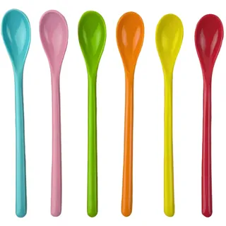 6 Stück Eierlöffel,Plastiklöffel,Eierlöffel Kunststoff,Bunt Lang Plastik,Lange Kunststofflöffel,Kaffeelöffel Langem mit Groß Joghurtlöffel,Bunte Eislöffel Griff,Mehrweg 19 cm Suppenlöffel Trinklöffel