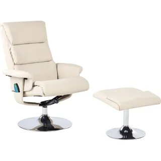 BELIANI Massagesessel mit Fußhocker Hellbeige Kunstleder Drehbar Heizfunktion Liegefunktion Timer Fernbedienung Modern für Büro Arbeitszimmer - Beige, Silber