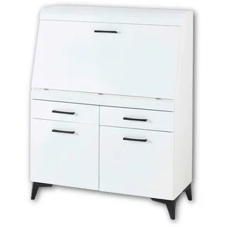 Innostyle SECRET Sekretär Schreibtisch Kommode in Weiß matt - platzsparender Computertisch Schrank mit Schubladen - 98 x 124 x 42 cm