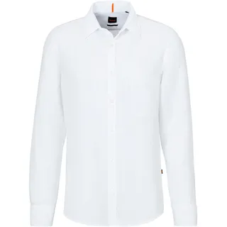 BOSS ORANGE Leinenhemd »Relegant« mit Markenlabel, weiß