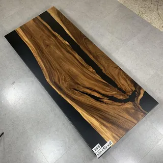 Luxus Design Epoxidharz Esstisch River Table Echtes Holz Massiv Tische 220x95 - Braun