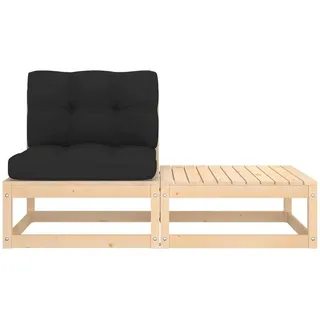 vidaXL 2-tlg. Garten-Lounge-Set mit Kissen Massivholz Kiefer - Grau