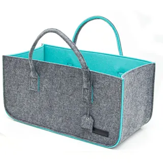 Dune Design Kaminholztasche Filz 50 x 25 x 25 cm Grau/Türkis